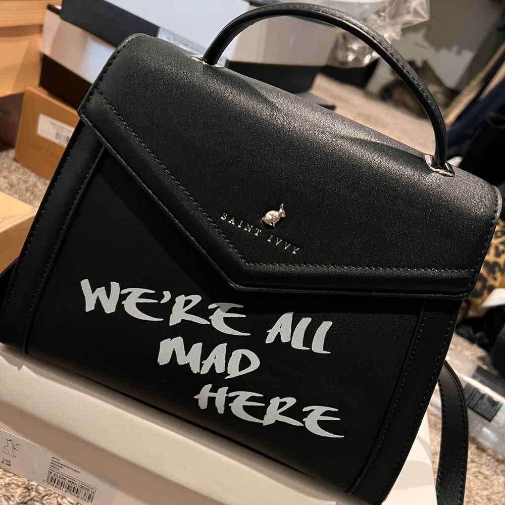 Black Satchel with Quirky Print